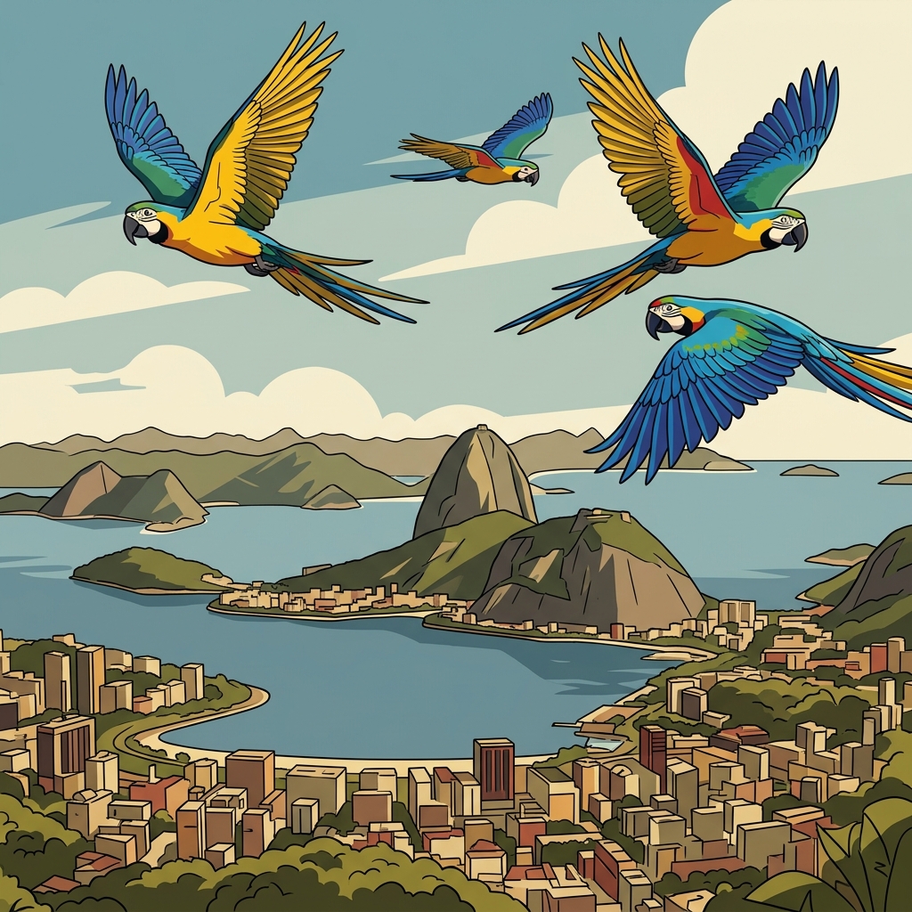 Rio de Janeiros himmel färgas blågul igen när aror återvänder efter 200 år